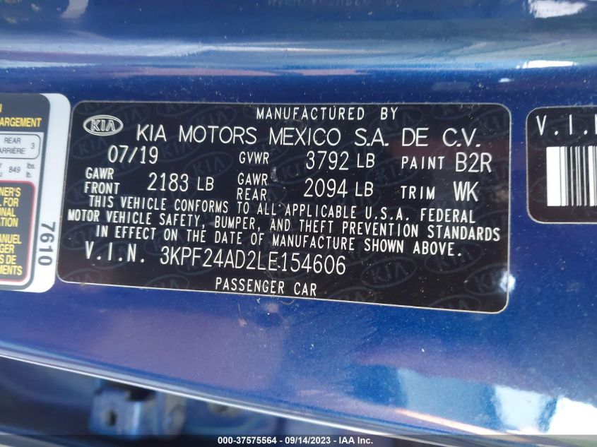 2020 KIA FORTE LXS - 3KPF24AD2LE154606