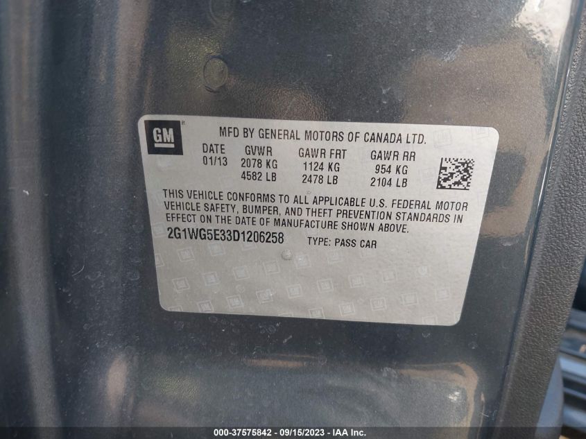 2013 CHEVROLET IMPALA LT - 2G1WG5E33D1206258