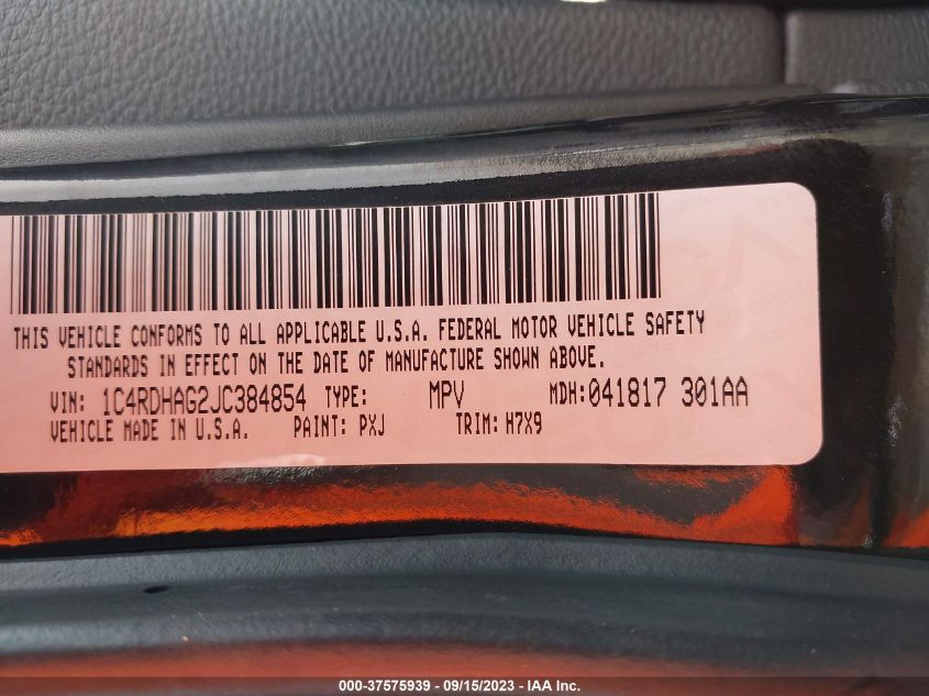 2018 DODGE DURANGO SXT - 1C4RDHAG2JC384854
