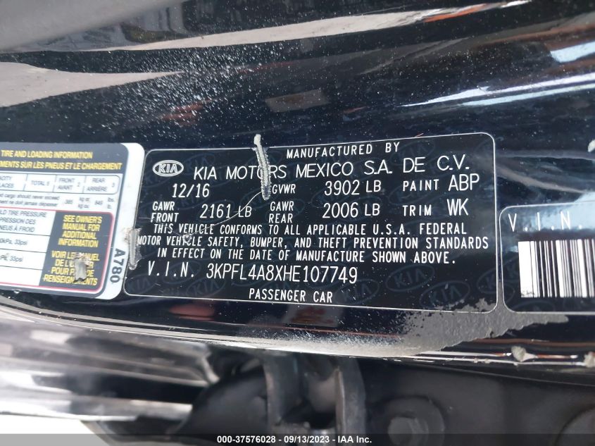 2017 KIA FORTE EX - 3KPFL4A8XHE107749