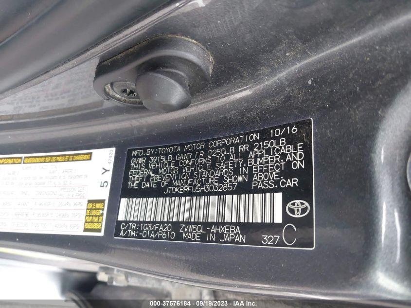 2017 TOYOTA PRIUS TWO/TWO ECO/THREE - JTDKBRFU5H3032857