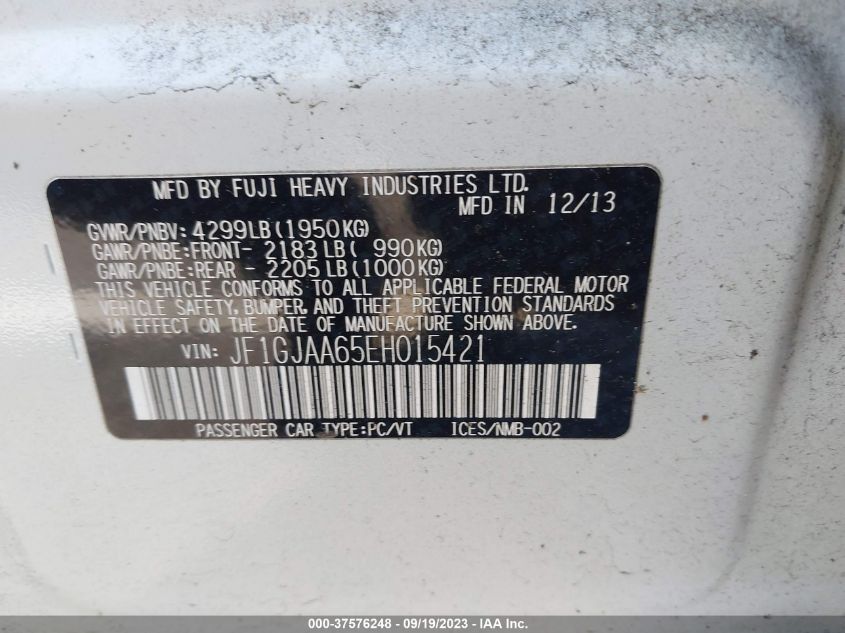 2014 SUBARU IMPREZA SEDAN - JF1GJAA65EH015421