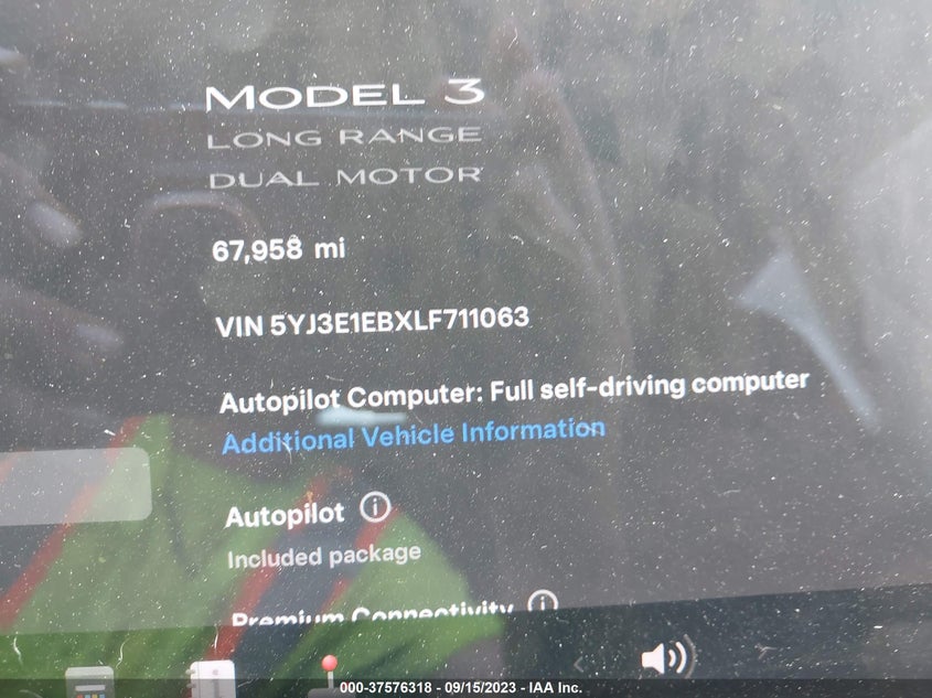 VIN 5YJ3E1EBXLF711063 2020 TESLA MODEL 3