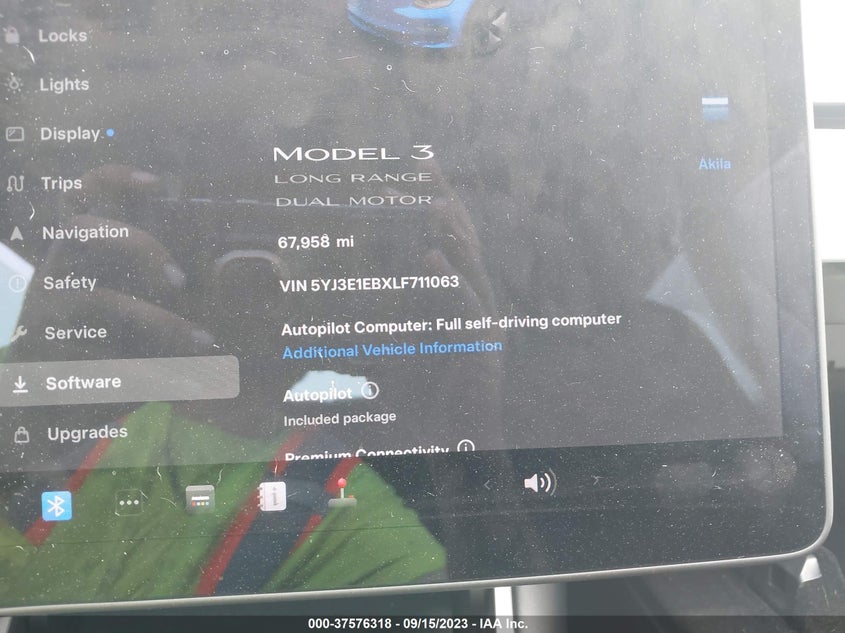VIN 5YJ3E1EBXLF711063 2020 TESLA MODEL 3