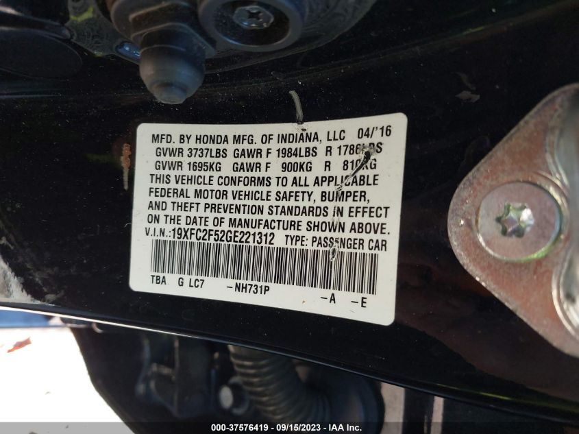 2016 HONDA CIVIC LX - 19XFC2F52GE221312