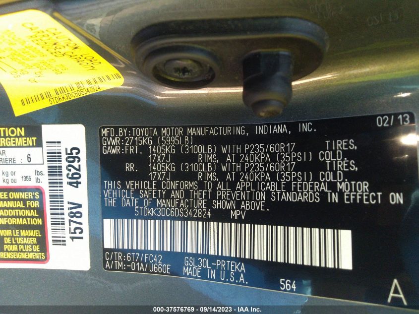 2013 TOYOTA SIENNA LE - 5TDKK3DC6DS342824