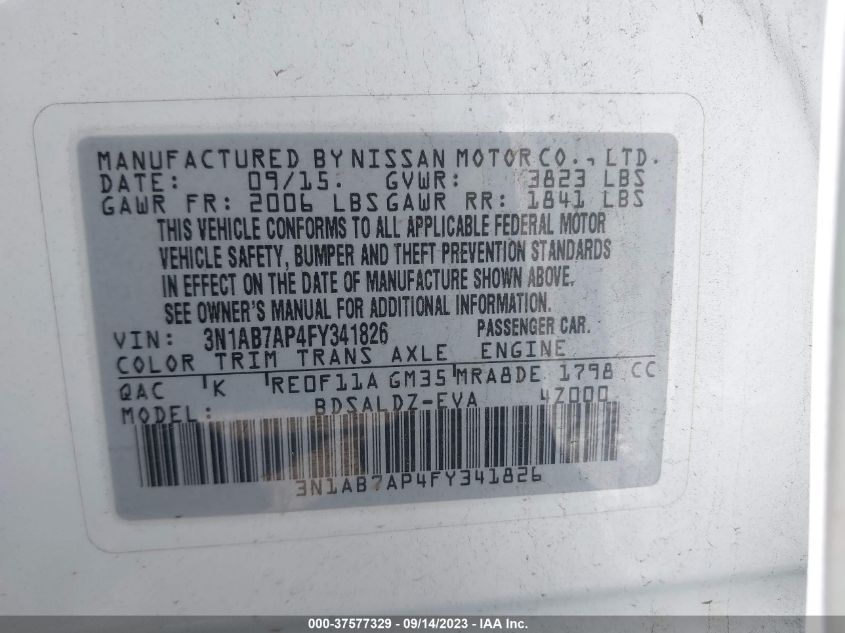 2015 NISSAN SENTRA SV - 3N1AB7AP4FY341826