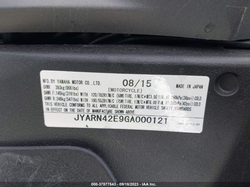 2016 YAMAHA YZFR1S JYARN42E9GA000121
