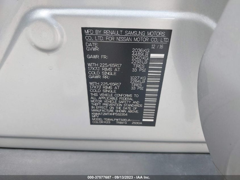 2017 NISSAN ROGUE S - KNMAT2MTXHP532354