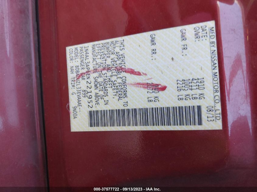 2014 NISSAN ALTIMA 2.5 SV - 1N4AL3AP6EN221952