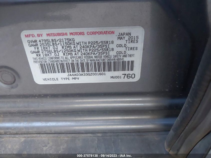 2016 MITSUBISHI OUTLANDER SE/SEL - JA4AD3A33GZ001601