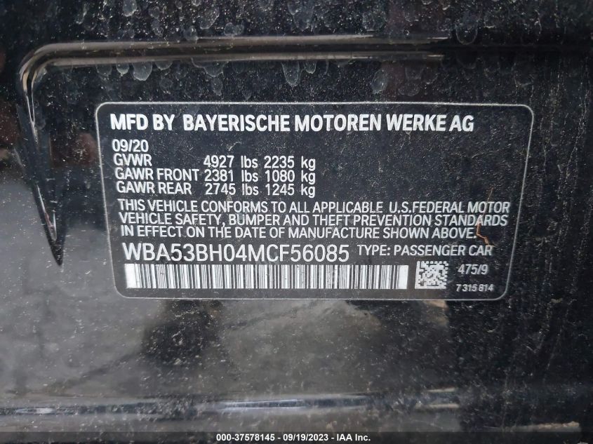 WBA53BH04MCF56085 BMW 530 I 9