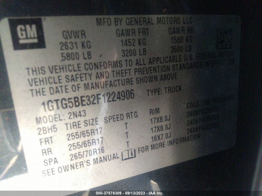 2015 GMC CANYON 2WD SLE - 1GTG5BE32F1224906