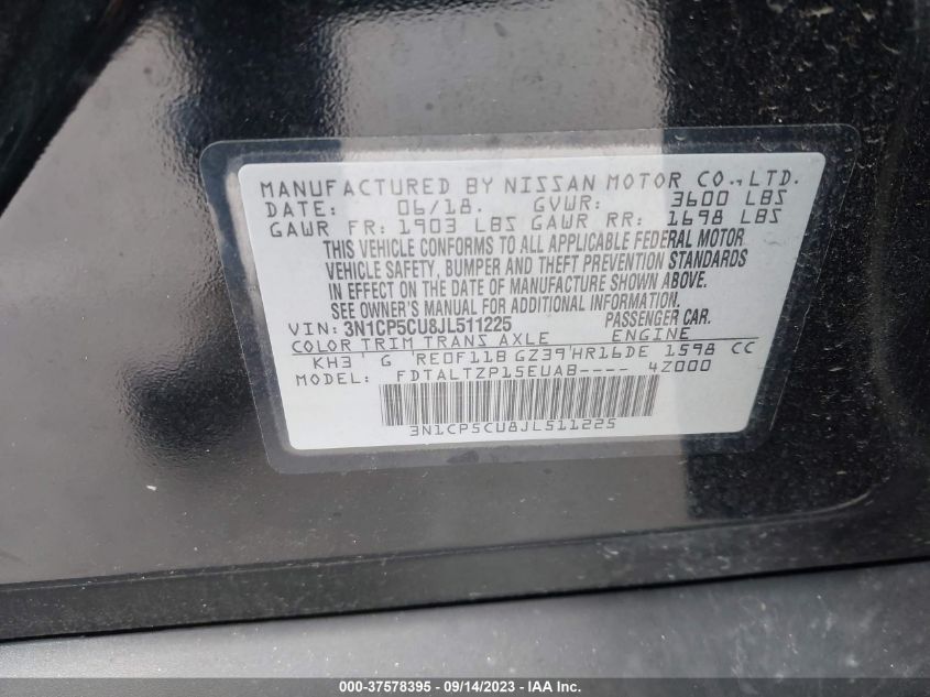 2018 NISSAN KICKS SR - 3N1CP5CU8JL511225