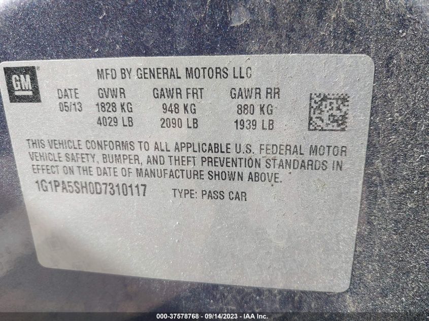 2013 CHEVROLET CRUZE LS - 1G1PA5SH0D7310117