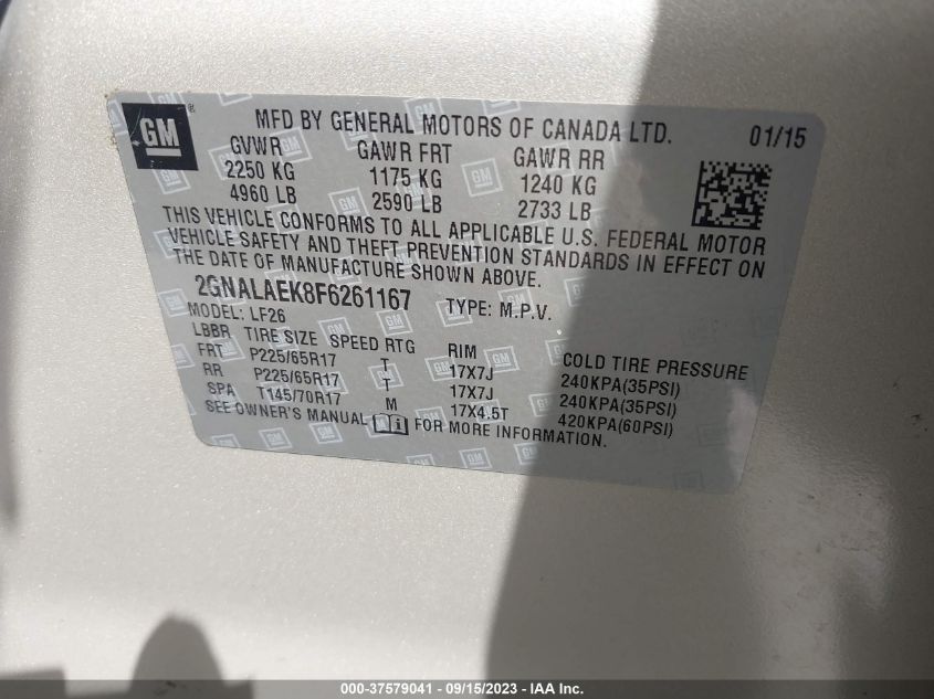 2015 CHEVROLET EQUINOX LS - 2GNALAEK8F6261167