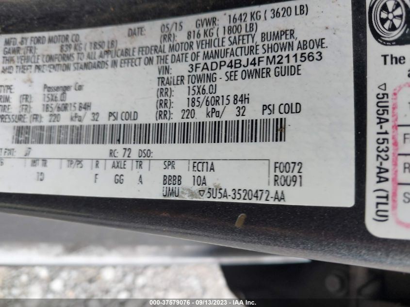 2015 FORD FIESTA SE - 3FADP4BJ4FM211563