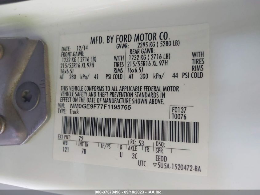 2015 FORD TRANSIT CONNECT WAGON XLT - NM0GE9F77F1195765