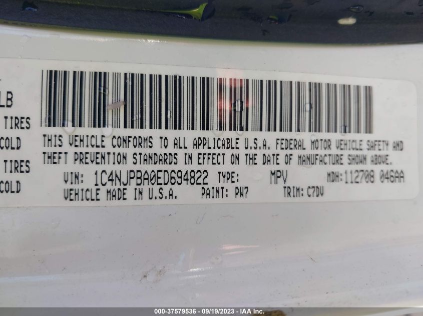 2014 JEEP PATRIOT ALTITUDE - 1C4NJPBA0ED694822