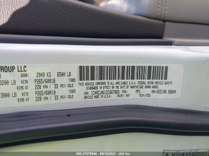 2013 DODGE DURANGO SXT - 1C4RDJAG1DC667869