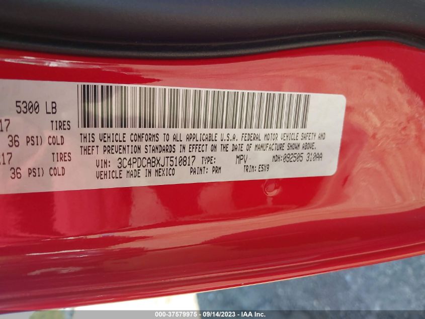 2018 DODGE JOURNEY SE - 3C4PDCABXJT510817