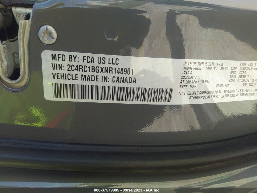 2022 CHRYSLER PACIFICA TOURING L - 2C4RC1BGXNR148961