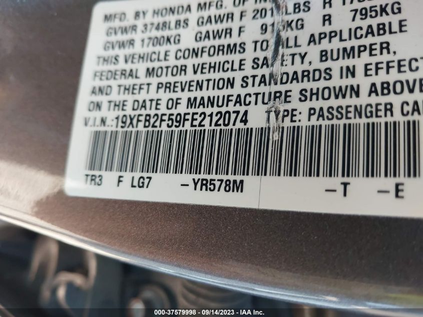 2015 HONDA CIVIC SEDAN LX - 19XFB2F59FE212074