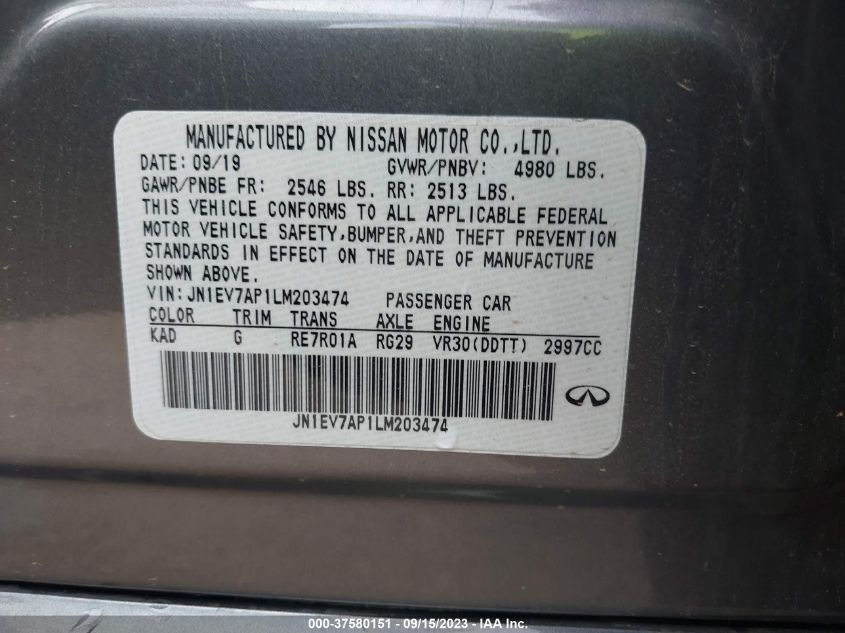 2020 INFINITI Q50 EDITION 30 - JN1EV7AP1LM203474