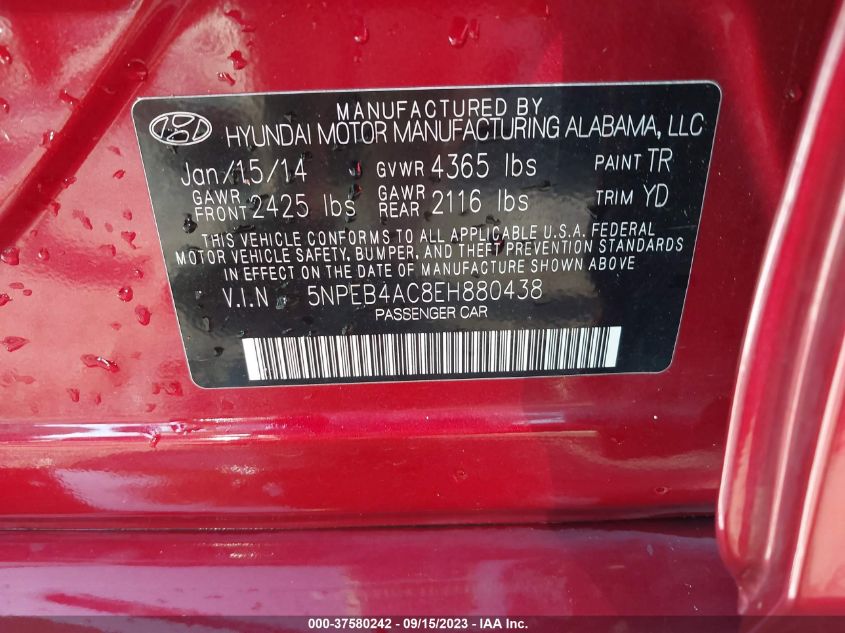 2014 HYUNDAI SONATA GLS - 5NPEB4AC8EH880438