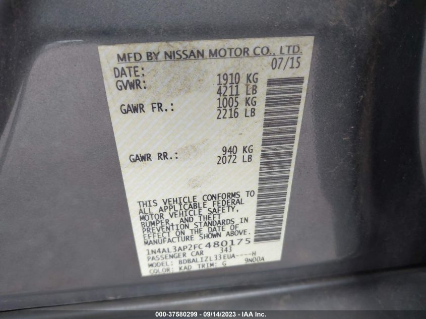 2015 NISSAN ALTIMA 2.5 SV - 1N4AL3AP2FC480175