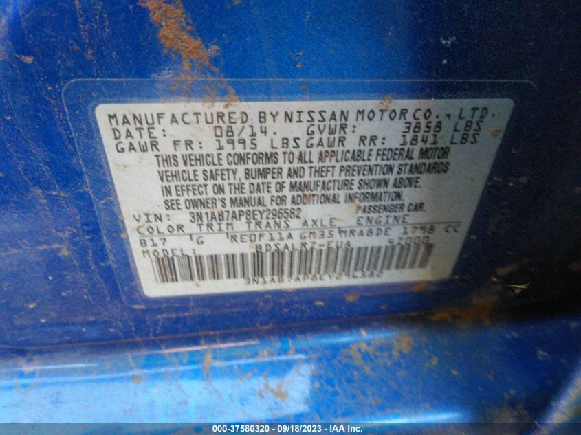 2014 NISSAN SENTRA SR - 3N1AB7AP8EY296582