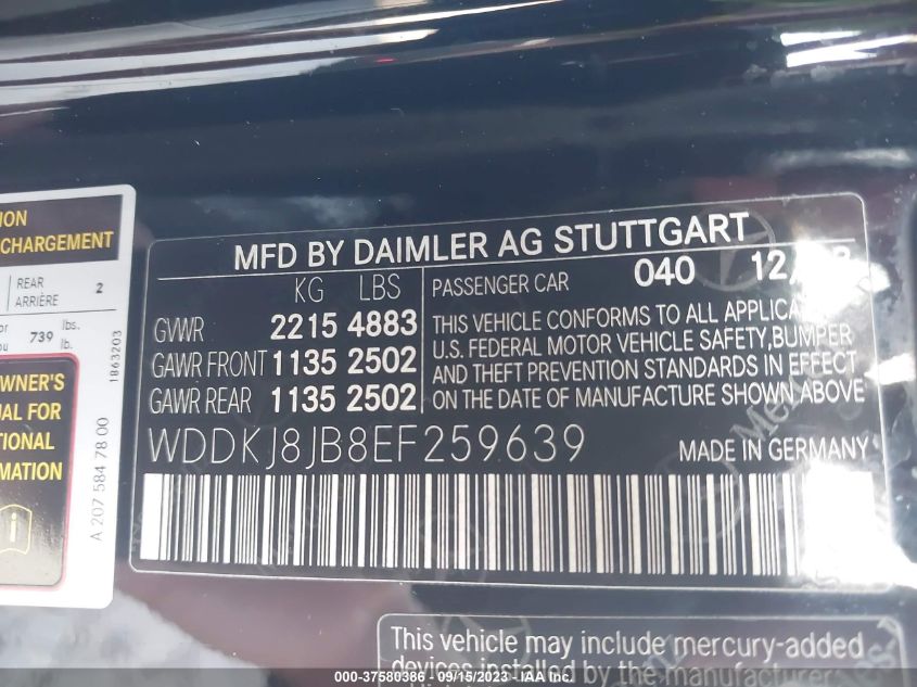 2014 MERCEDES-BENZ E 350 4MATIC WDDKJ8JB8EF259639