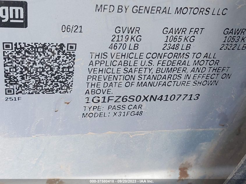 2022 CHEVROLET BOLT EUV PREMIER - 1G1FZ6S0XN4107713
