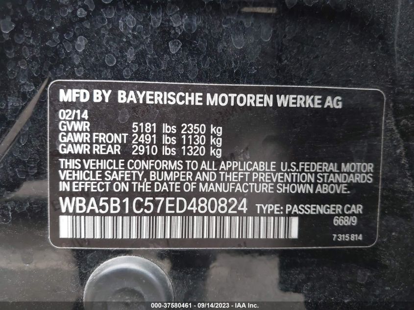 2014 BMW 535I - WBA5B1C57ED480824