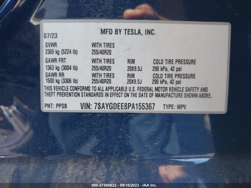 2023 TESLA MODEL Y LONG RANGE - 7SAYGDEE8PA155367