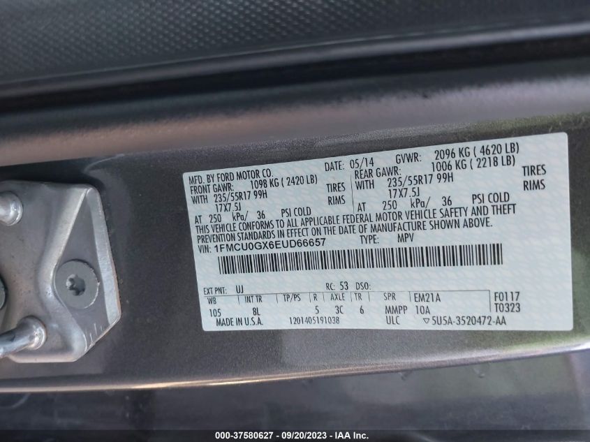 2014 FORD ESCAPE SE - 1FMCU0GX6EUD66657