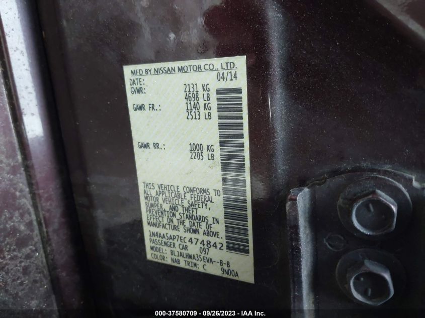 2014 NISSAN MAXIMA 3.5 SV W/PREMIUM PKG - 1N4AA5AP7EC474842