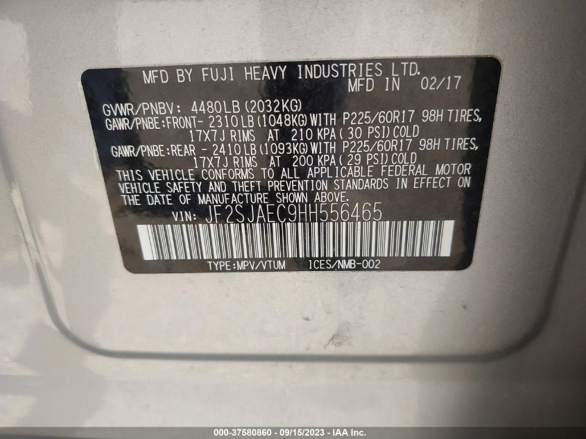 2017 SUBARU FORESTER PREMIUM - JF2SJAEC9HH556465