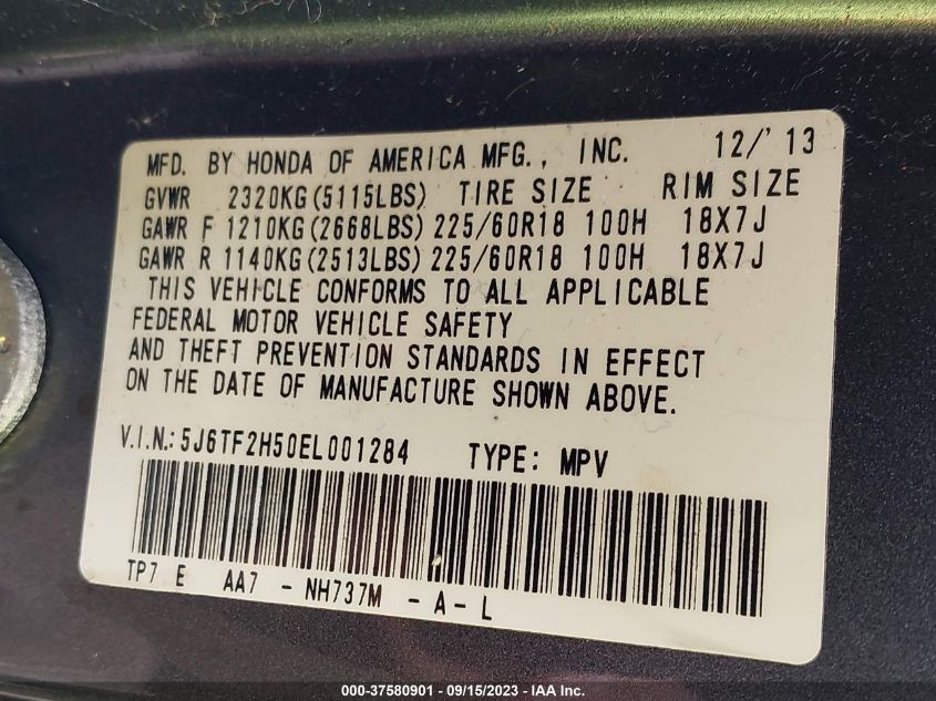 2014 HONDA CROSSTOUR EX-L V6 5J6TF2H50EL001284