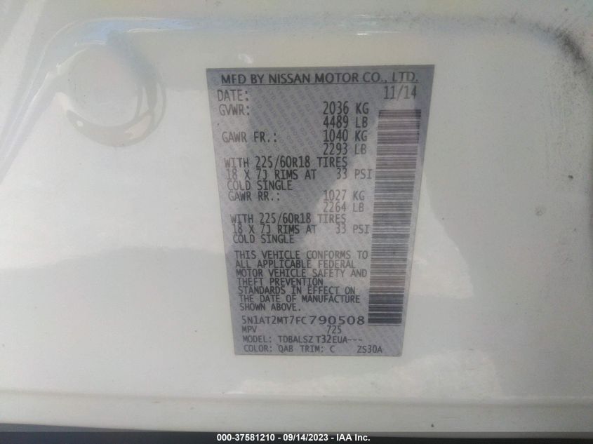 2015 NISSAN ROGUE SL - 5N1AT2MT7FC790508