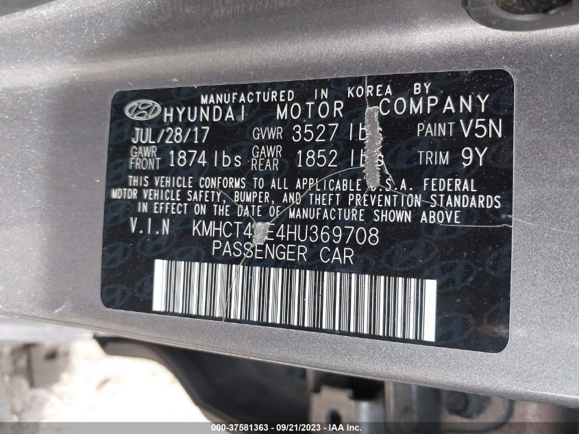 2017 HYUNDAI ACCENT SE - KMHCT4AE4HU369708