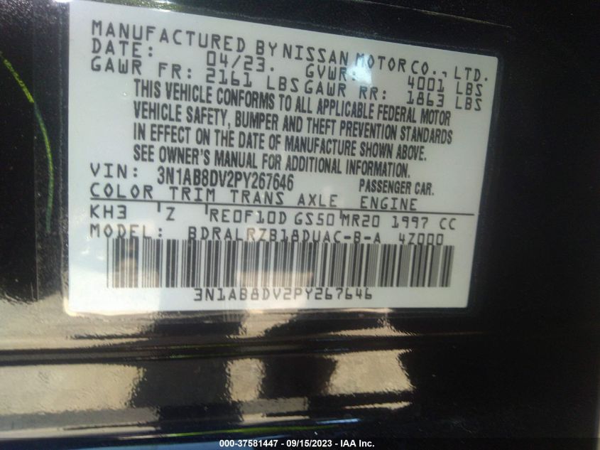 2023 NISSAN SENTRA SR - 3N1AB8DV2PY267646