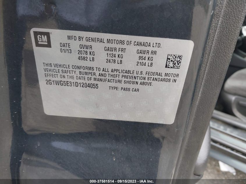 2013 CHEVROLET IMPALA LT - 2G1WG5E31D1204055