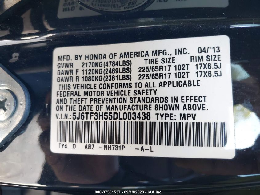 2013 HONDA CROSSTOUR EX-L - 5J6TF3H55DL003438