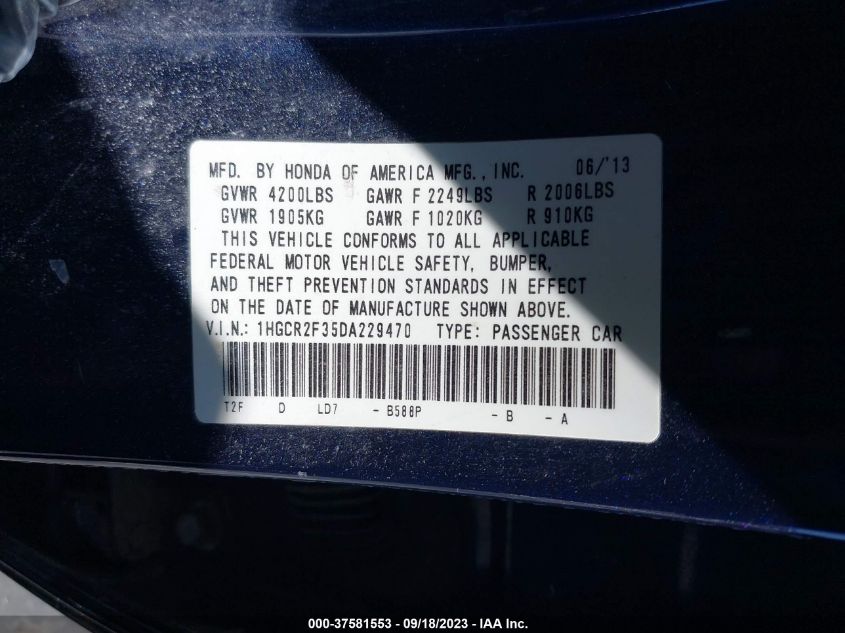 2013 HONDA ACCORD LX - 1HGCR2F35DA229470