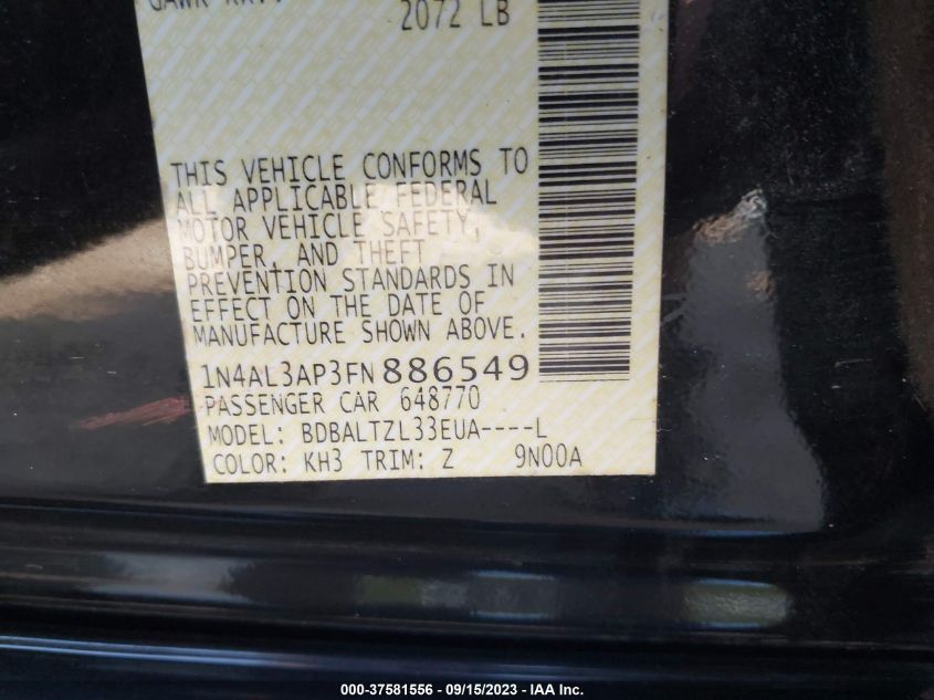 2015 NISSAN ALTIMA 2.5 SL - 1N4AL3AP3FN886549