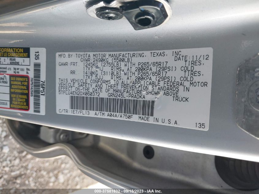 2013 TOYOTA TACOMA - 5TFLU4EN2DX060372
