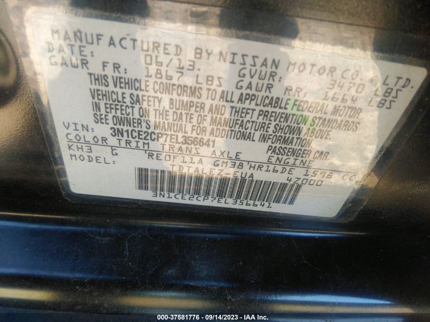 2014 NISSAN VERSA NOTE S/S PLUS/SV/SL - 3N1CE2CP7EL356641