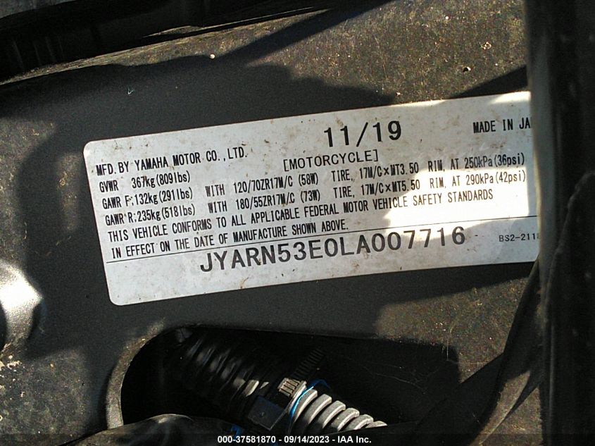 2020 YAMAHA MT09 JYARN53E0LA007716
