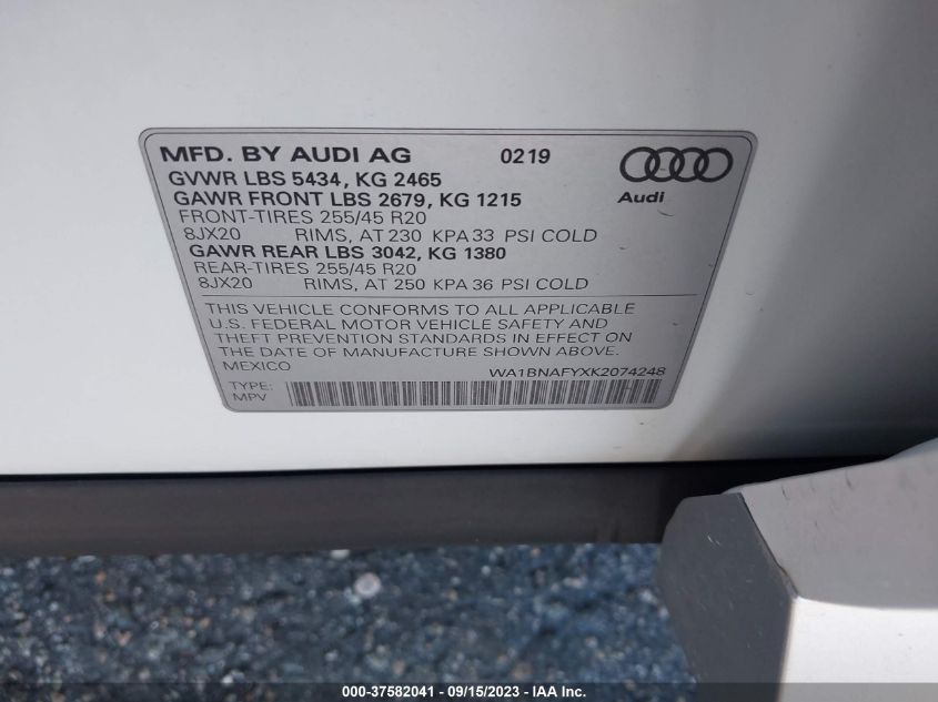 WA1BNAFYXK2074248 Audi Q5 PREMIUM PLUS 9